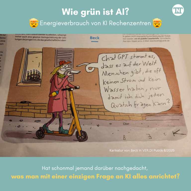 Karikatur über Energieverbrauch von KI