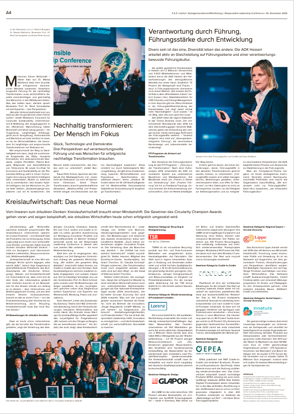 Seite 4 der FAZ Sonderbeilage zur Responsible Leadership Conference 2025
