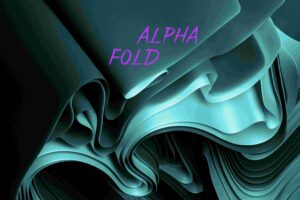 Zusammengefaltetes Papier. Text auf Bild: ALPHA FOLD