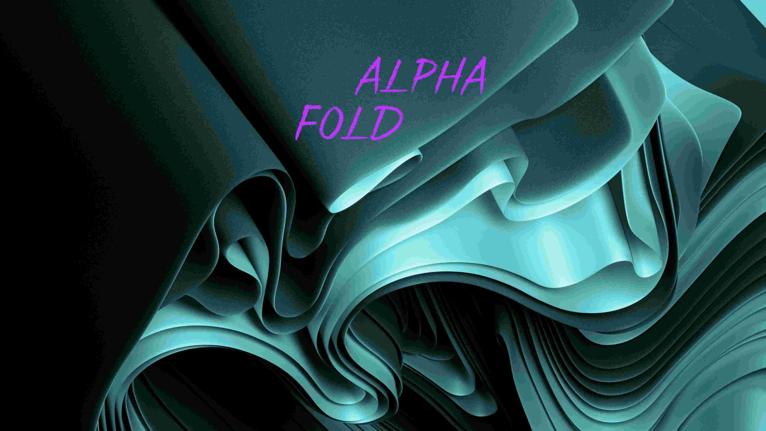 Zusammengefaltetes Papier. Text auf Bild: ALPHA FOLD