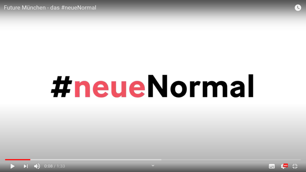 Screenshot des Kampagnenvideos mit dem Text # neue normal